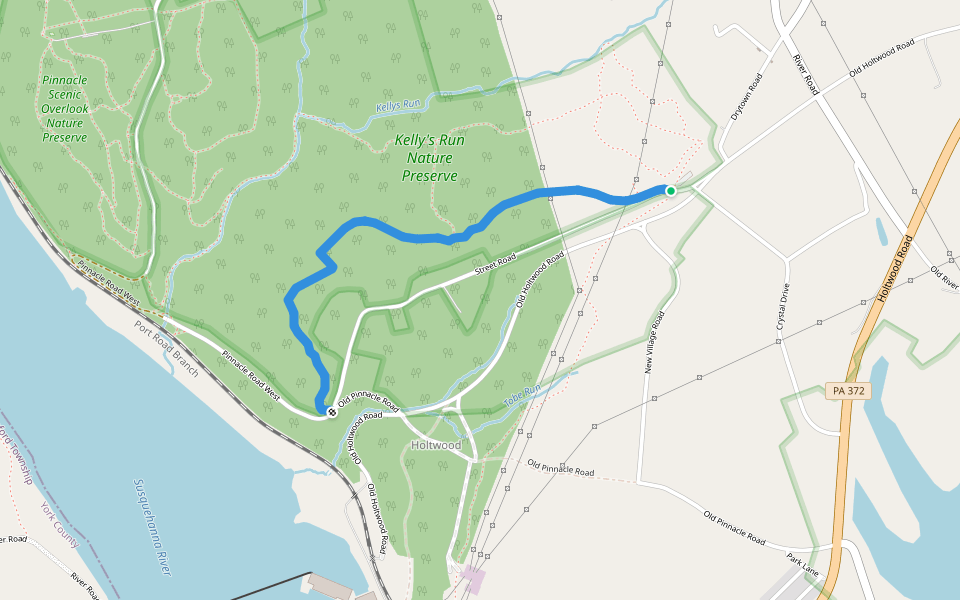 Kelly's Run Return Trail walking route map in Holtwood