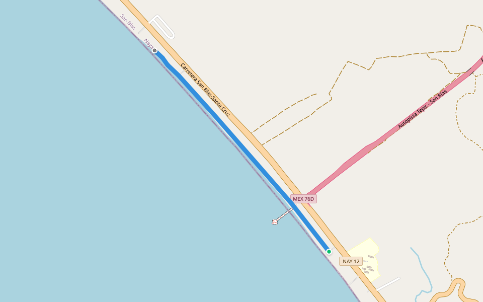 Malecón de Bahia de Matanchen walking route map in Aticama