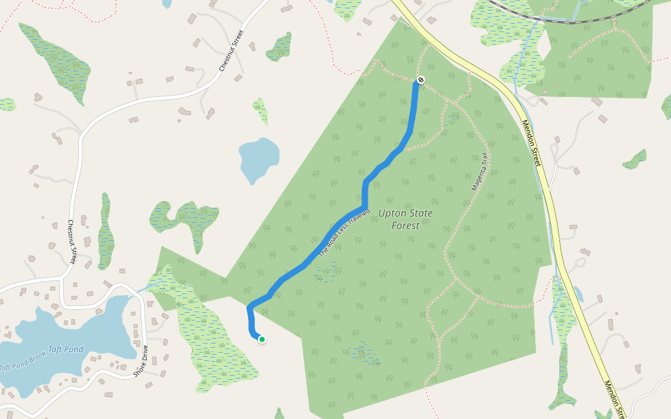 The Road Less Traveled walking route map in Upton
