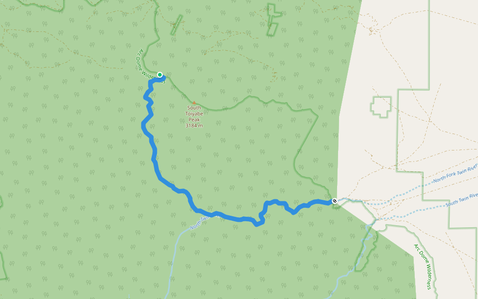 North Twin River Trail walking route map in Round Mountain