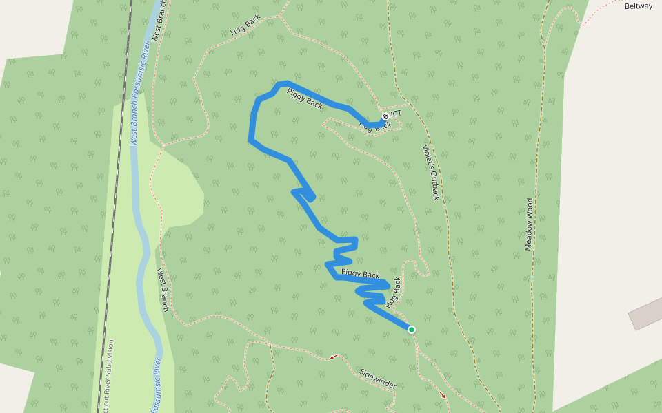 Piggy Back walking route map in Lyndon