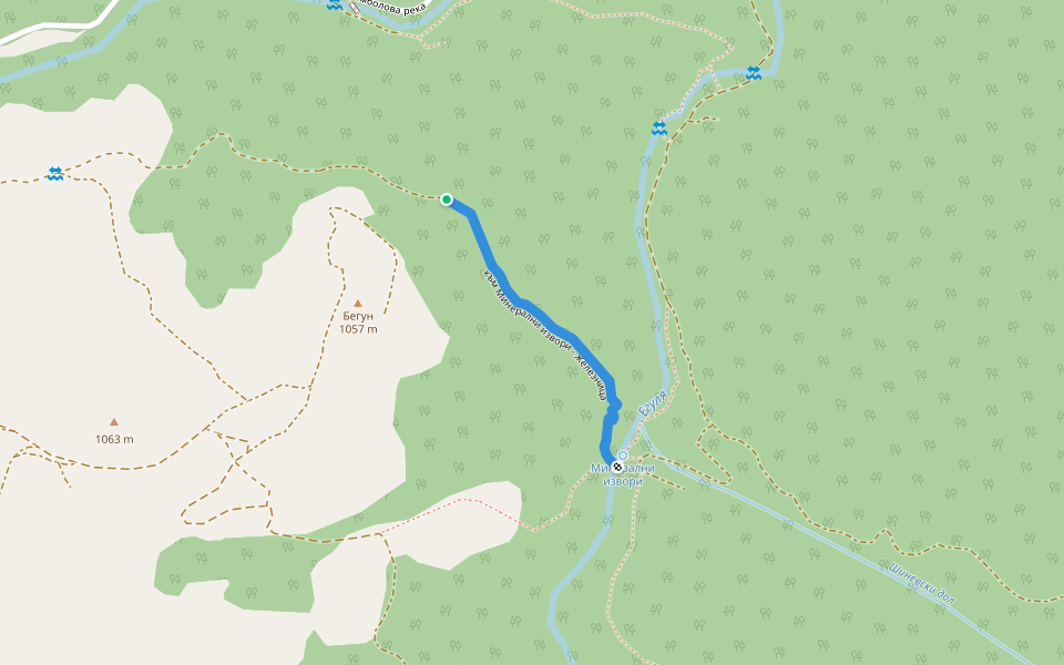 към Минерални извори - Железница walking route map in Zheleznitsa