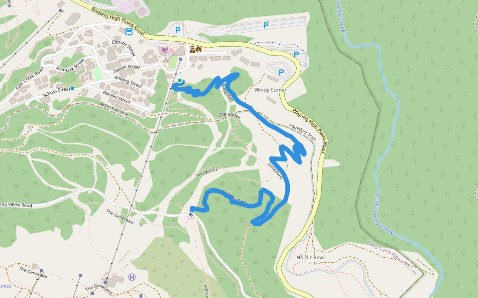 Jumpstart walking route map in Falls Creek