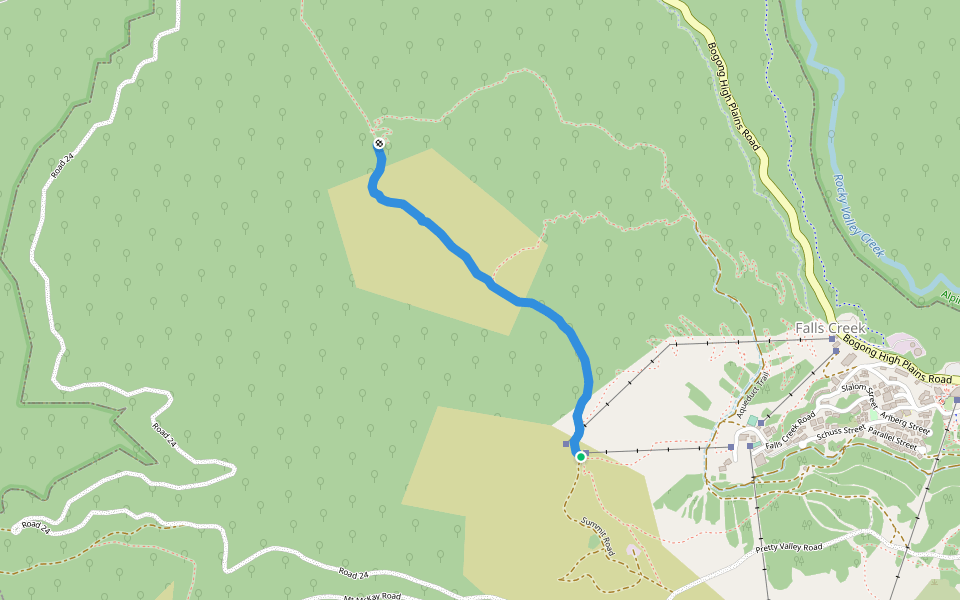 Frying Pan Spur walking route map in Falls Creek