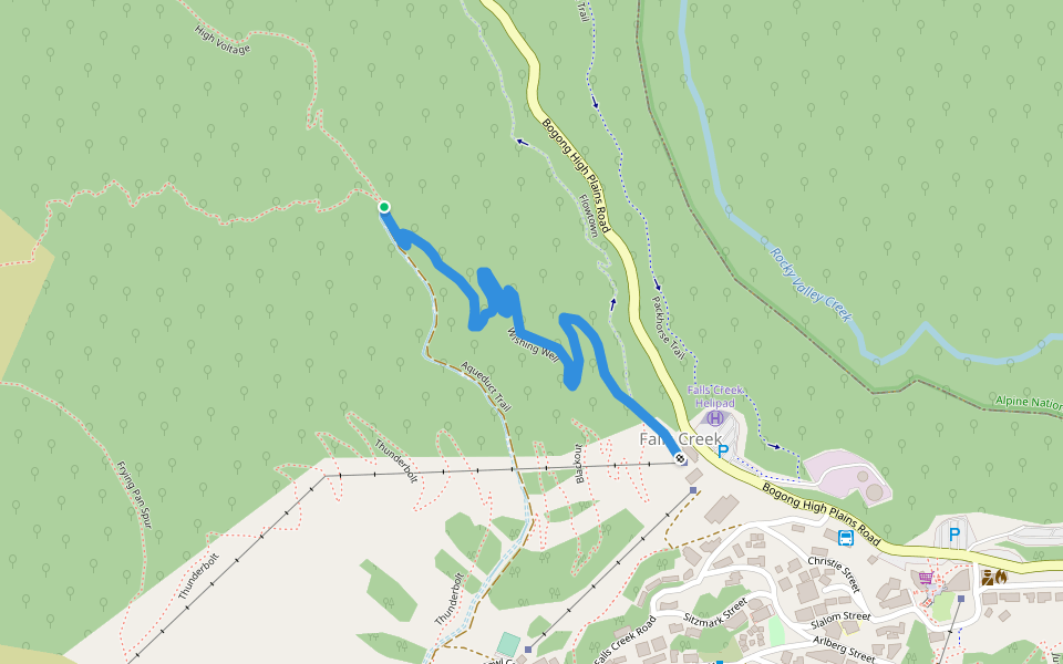 Wishing Well walking route map in Falls Creek