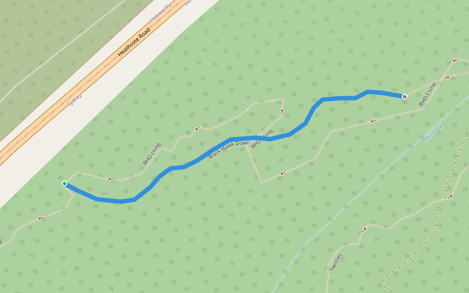 Black Hawk Down walking route map in Lucas Heights