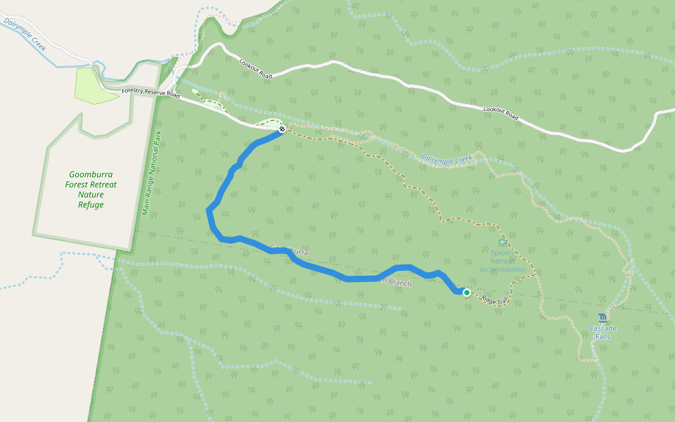 Ridge Trail walking route map in Goomburra