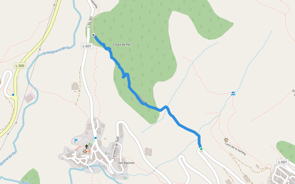 Llanceros walking route map in Taüll