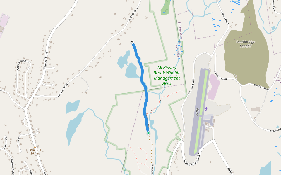 Plimpton Street walking route map in Southbridge