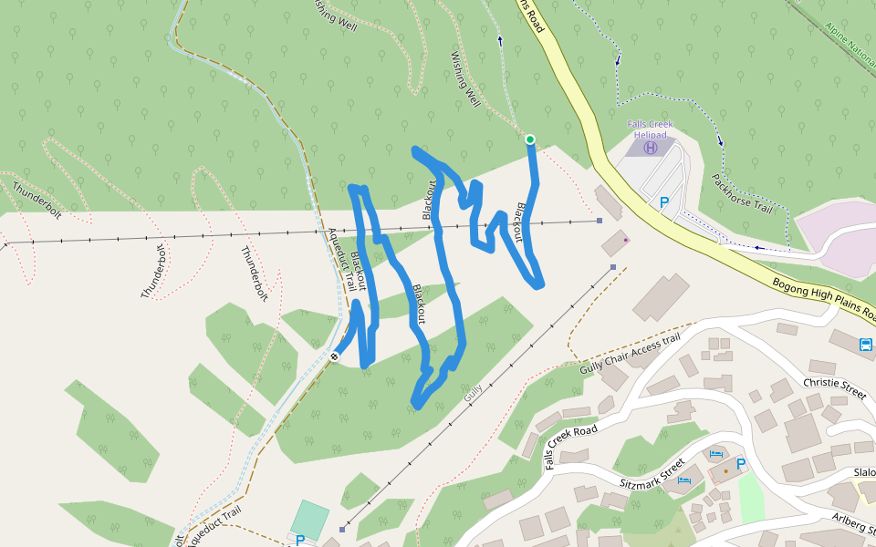 Blackout walking route map in Falls Creek