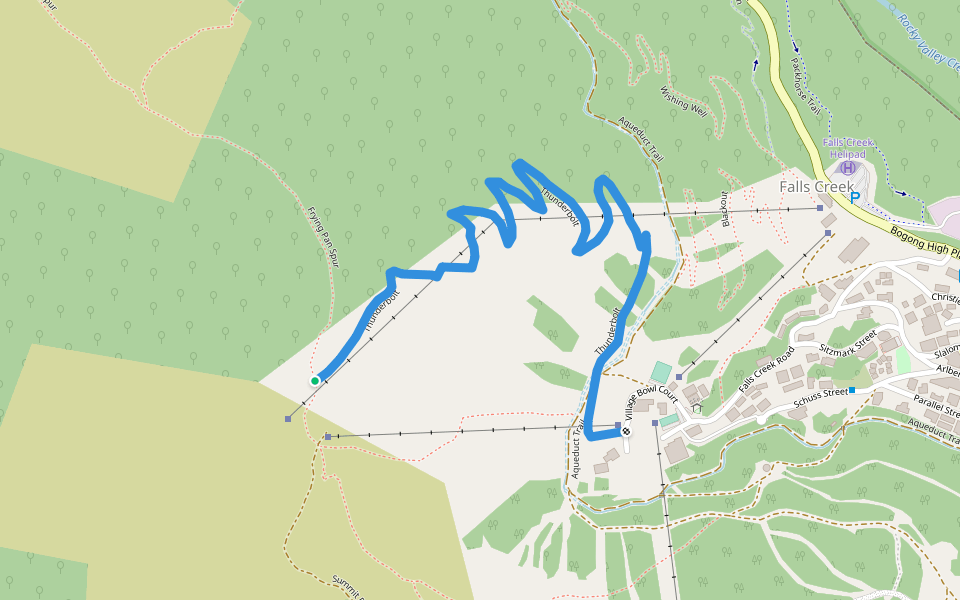 Thunderbolt walking route map in Falls Creek