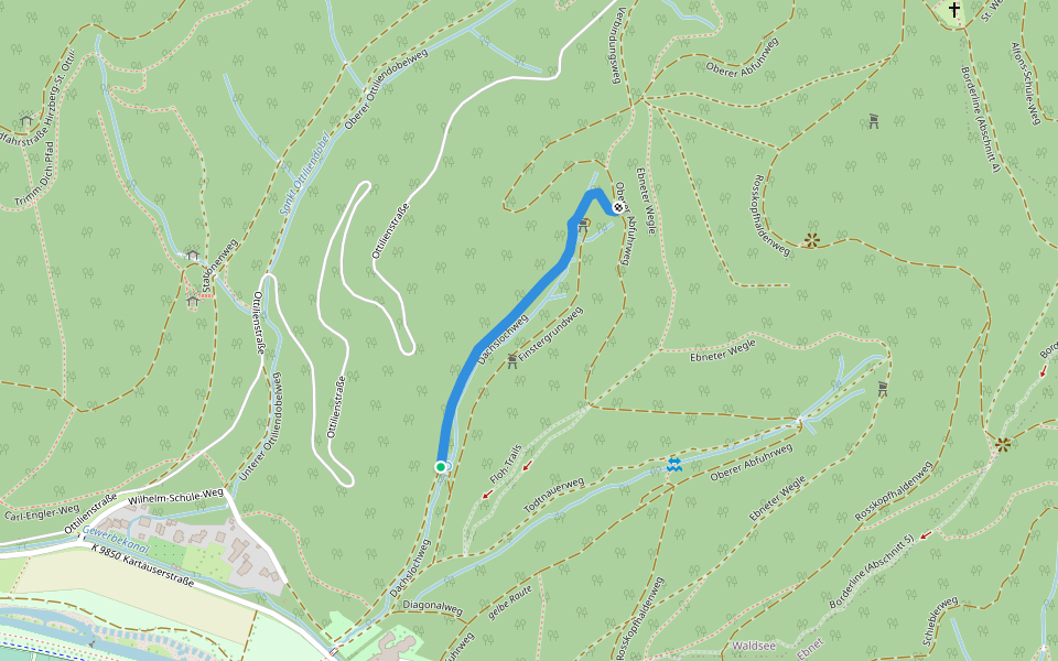 Dachslochweg walking route map in Freiburg im Breisgau