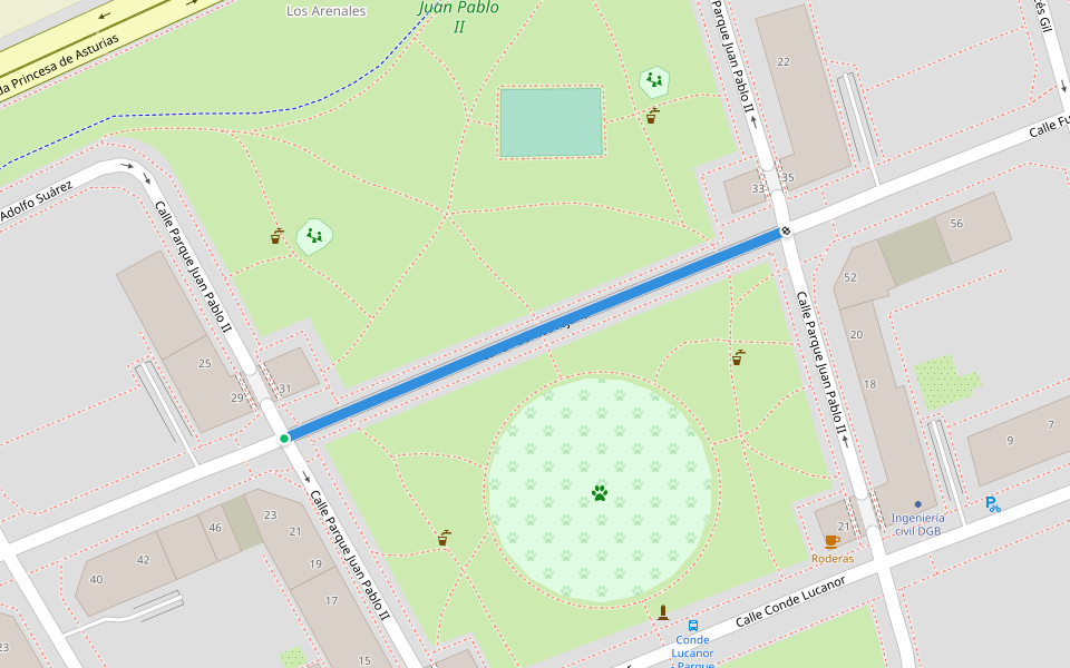 Calle Fuenteovejuna walking route map in Burgos