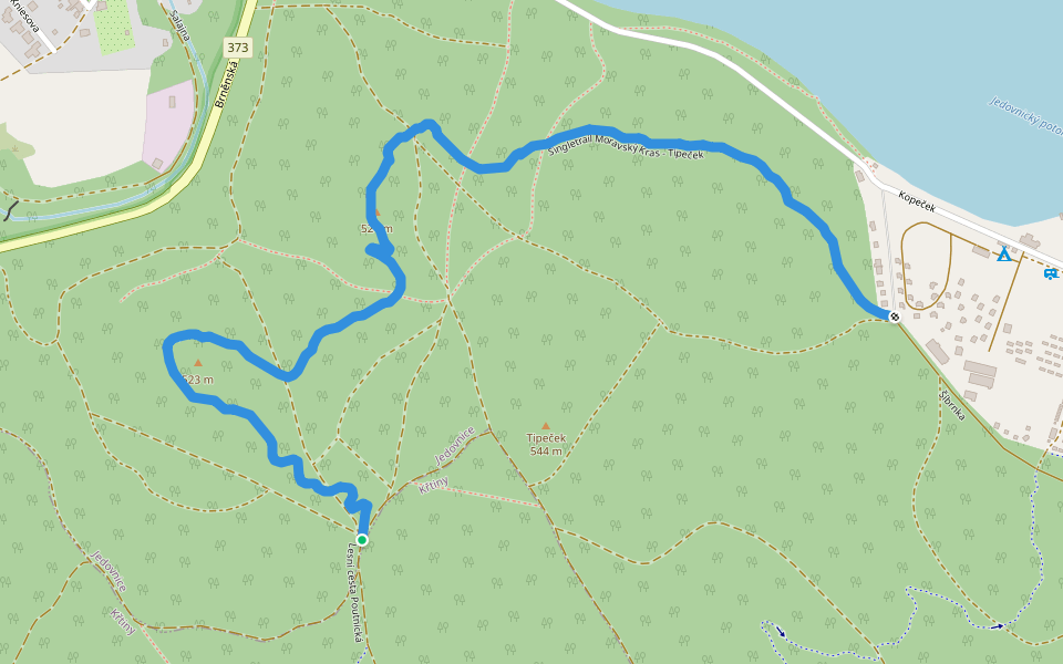 Singletrail Moravský Kras - Tipeček walking route map in Křtiny