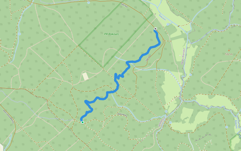 Singletrail Moravský Kras - Rakovecký walking route map in Jedovnice
