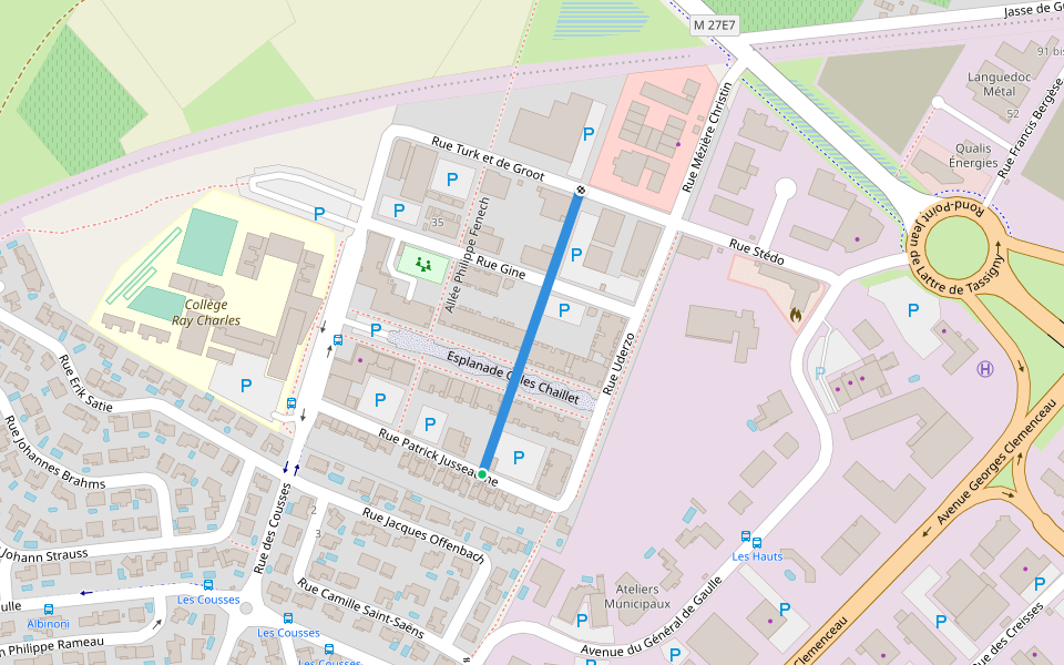 Allée Didier Tronchet walking route map in Fabrègues