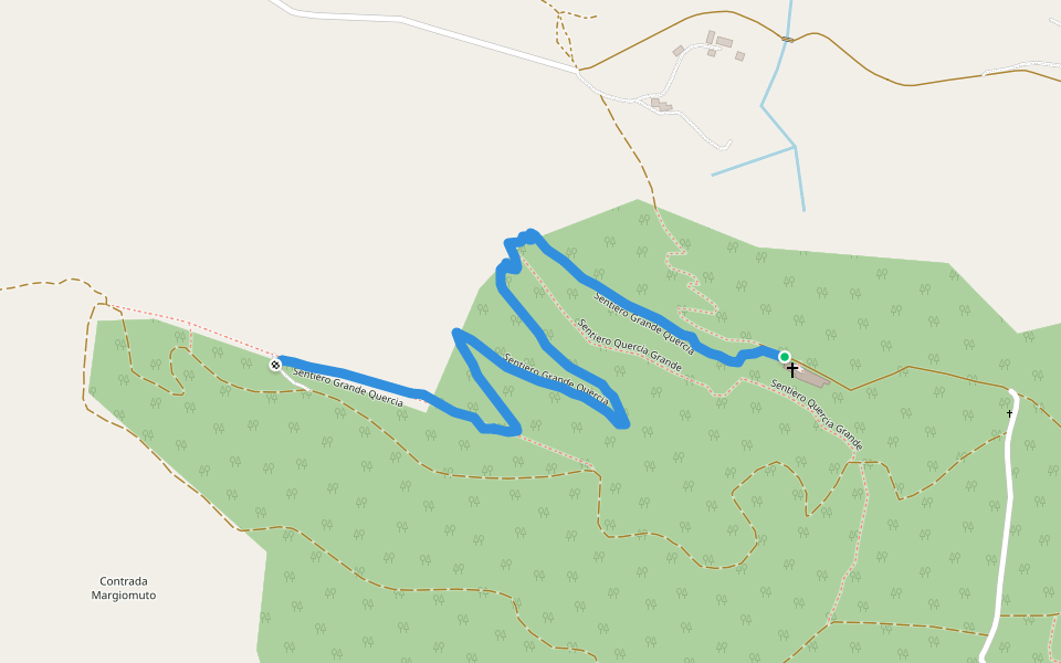 Sentiero Grande Quercia walking route map in Monte Quisquina