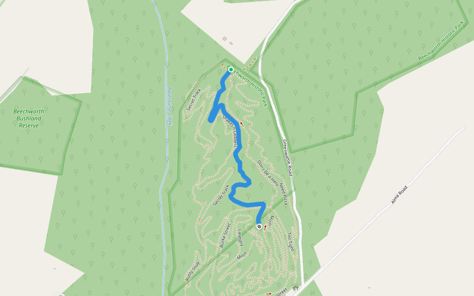 Snakes n Ladders walking route map in Beechworth