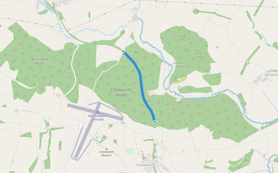 Chedworth Nature Reserve walking route map in Chedworth
