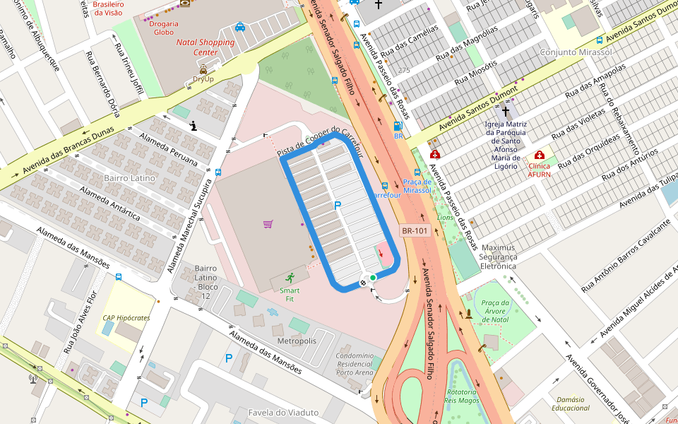 Pista de Cooper do Carrefour walking route map in Natal