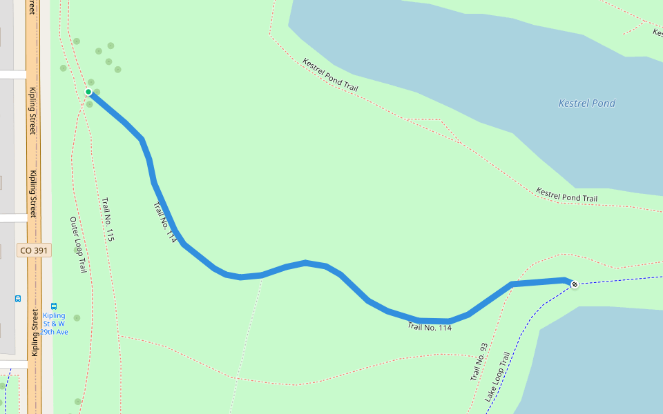 Trail No. 114 walking route map in Wheat Ridge