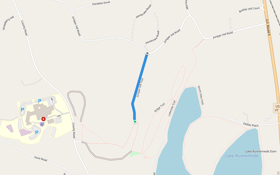 Juniper Hill Trail walking route map in Windsor