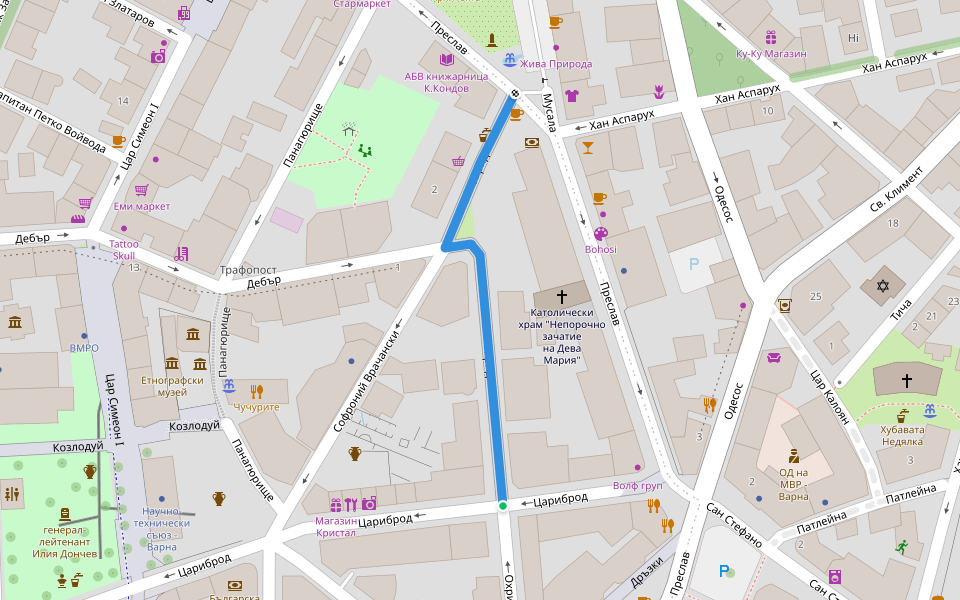 Охрид walking route map in Varna