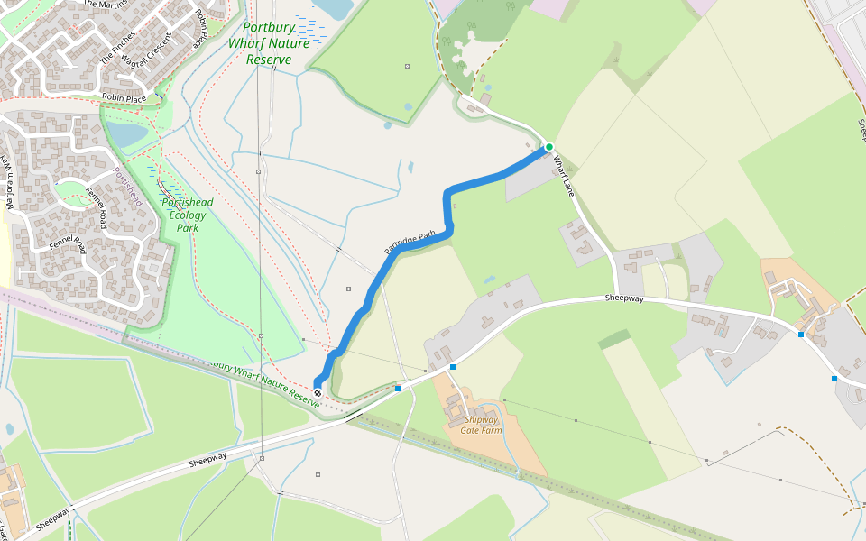 Partridge Path walking route map in Portbury