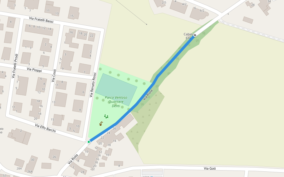 Via Riola walking route map in Ventoso