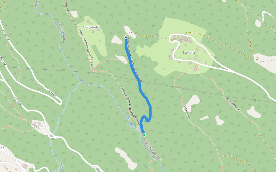 Sentiero Luviera - Mulattiera Arigna walking route map in Berniga