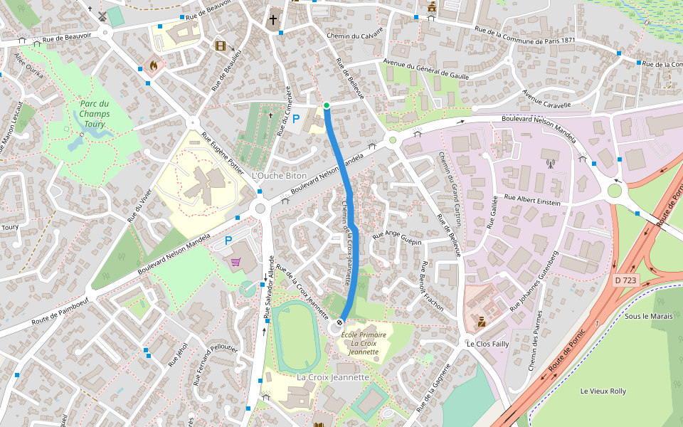 Chemin de la Croix-Jeannette walking route map in Bouguenais