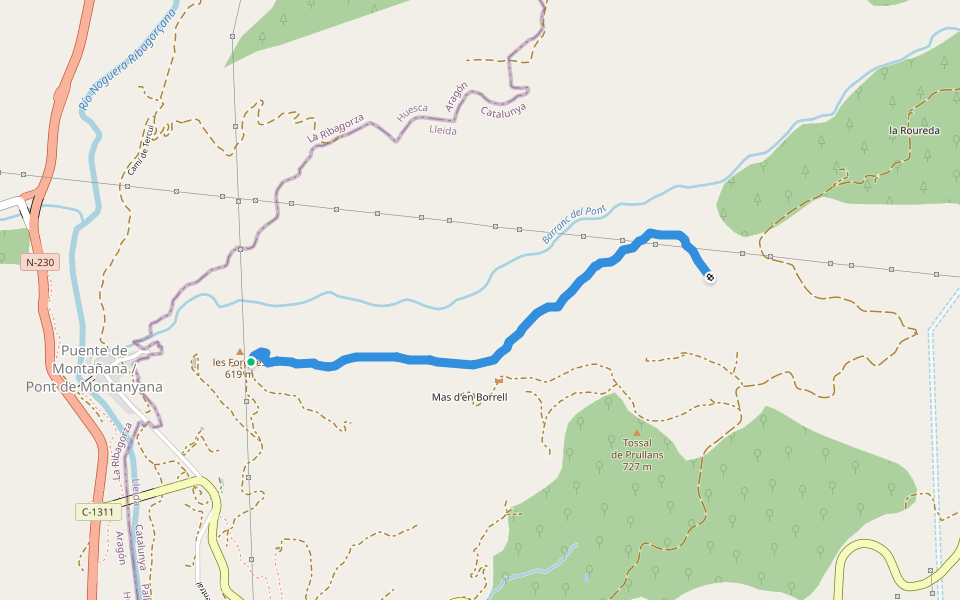 Camí Vell de Tremp walking route map in Tremp