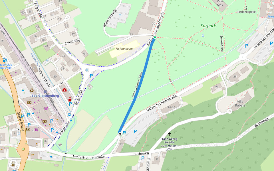 Schnurbaum Allee walking route map in Bad Gleichenberg