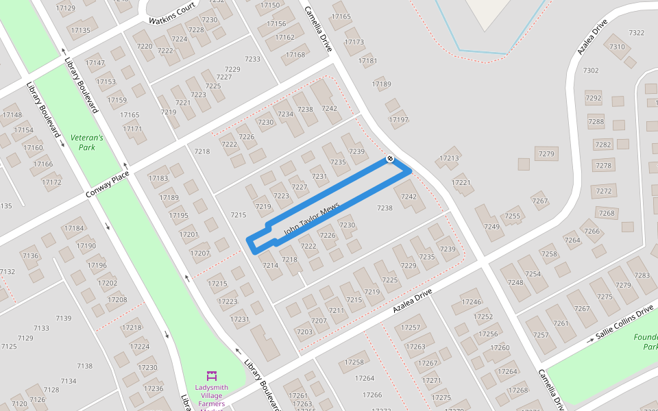 John Taylor Mews walking route map in Ruther Glen