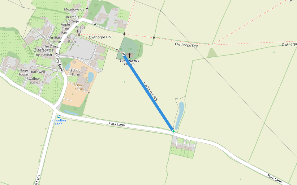 Owthorpe FP6 walking route map in Owthorpe