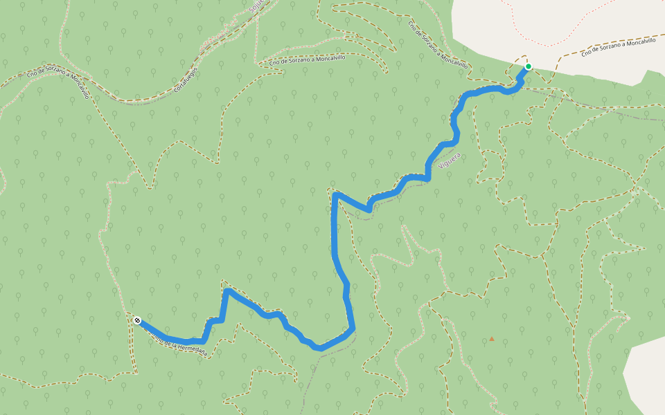 Senda de la Regadera walking route map in Sorzano