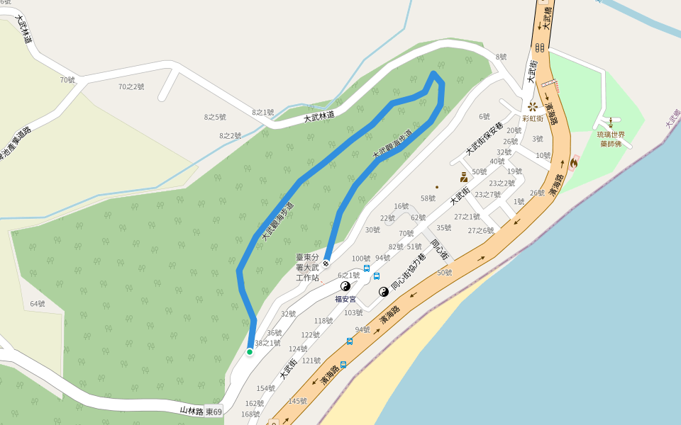 大武觀海步道 walking route map in Dawu