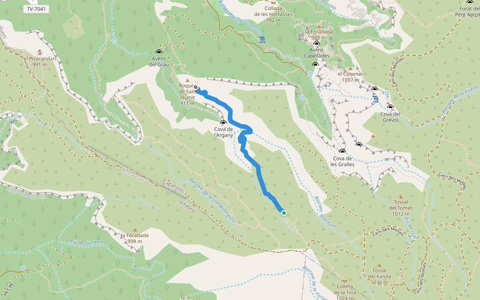 Camí de Reus walking route map in Capafonts