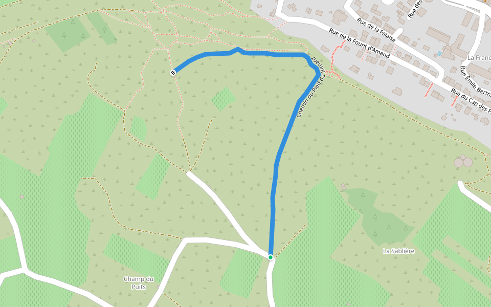 Chemin du Pied du Renard walking route map in Leucate