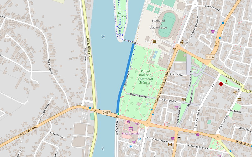 Aleea Digului walking route map in Târgu Jiu