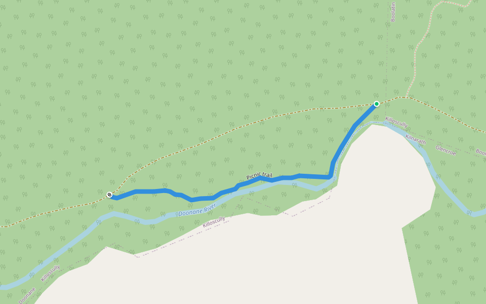 Picnic trail walking route map in Knockdromin