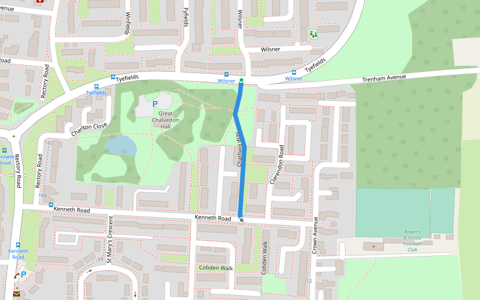 Chatfield Way walking route map in Basildon