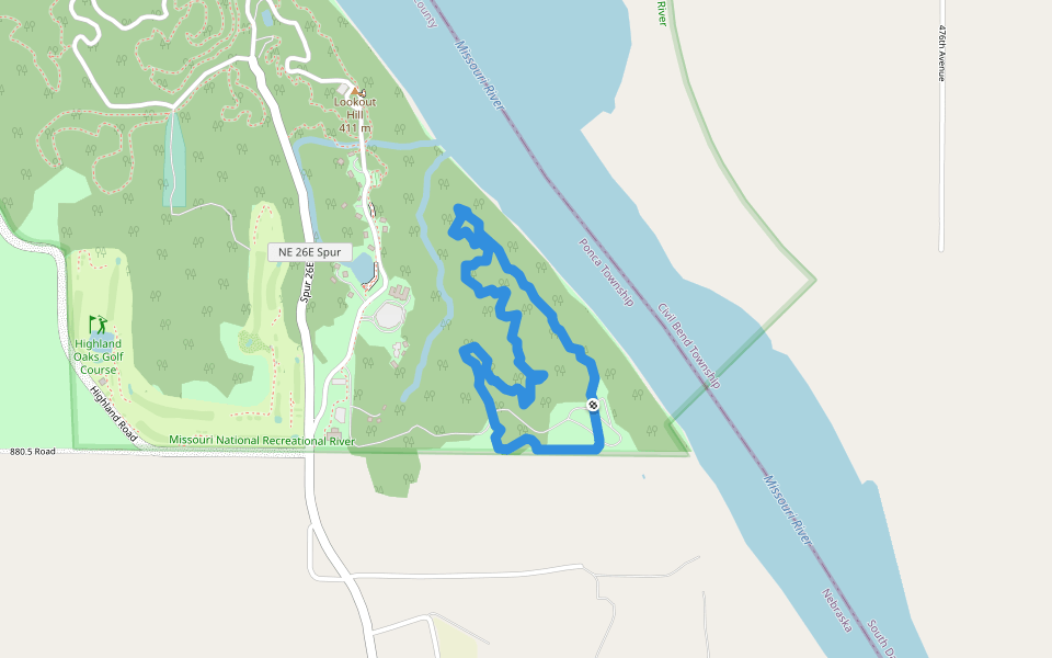 Buffalo Run Trail walking route map in Ponca