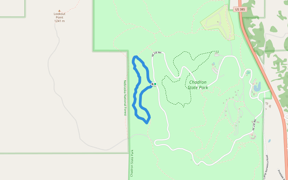 Steamboat Butte Trail walking route map in Chadron