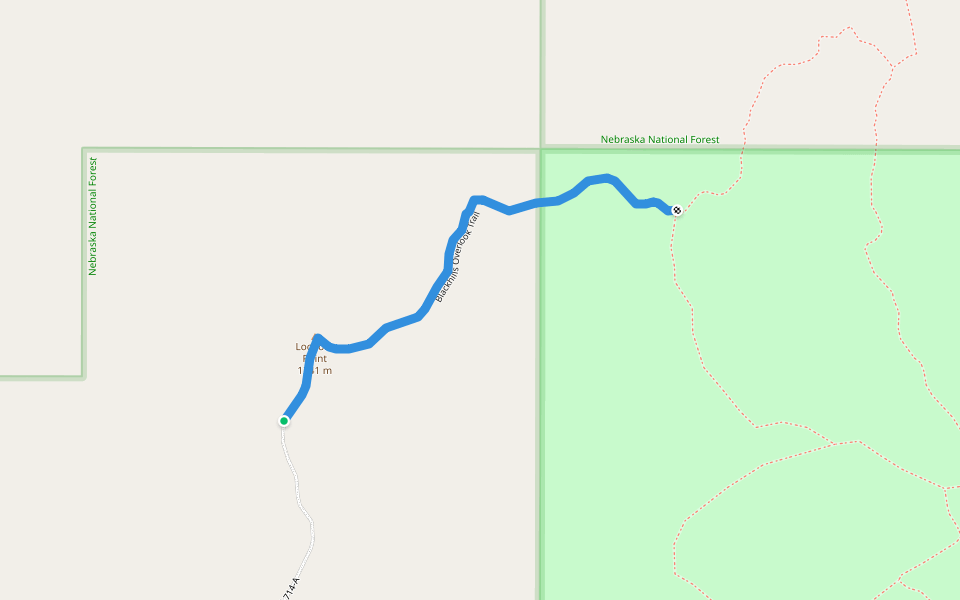 Blackhills Overlook Trail walking route map in Chadron