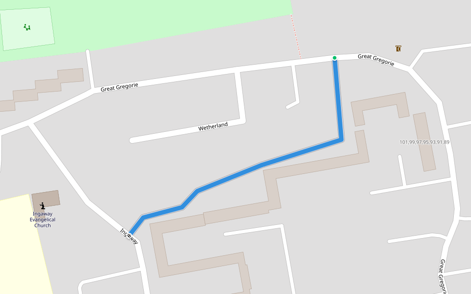 Cross Green walking route map in Basildon