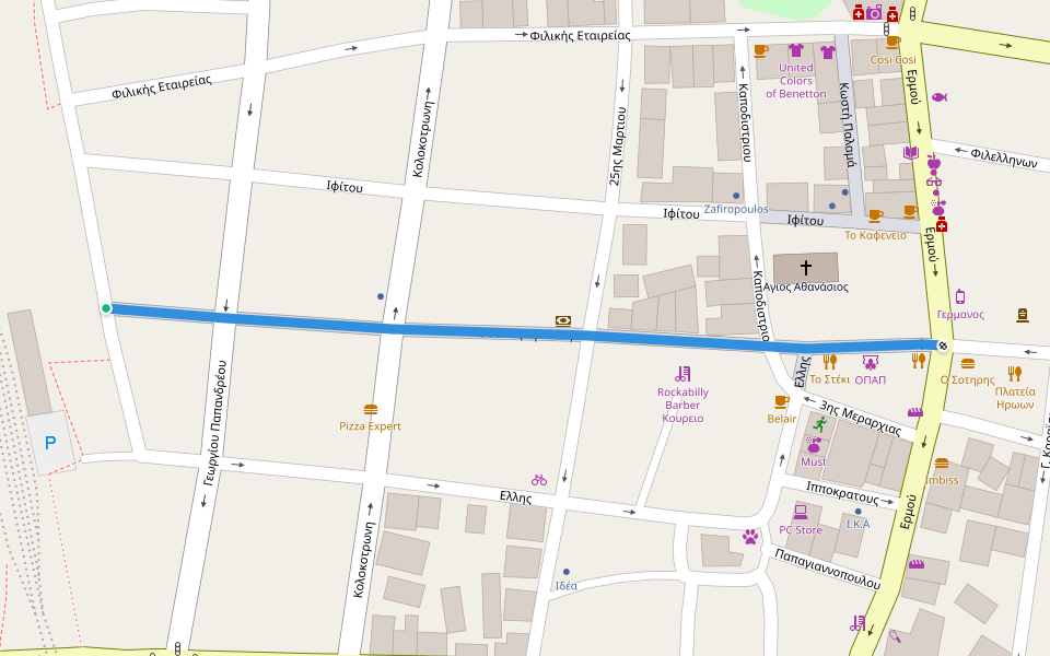 Όθωνος-Αμαλίας walking route map in Amaliada