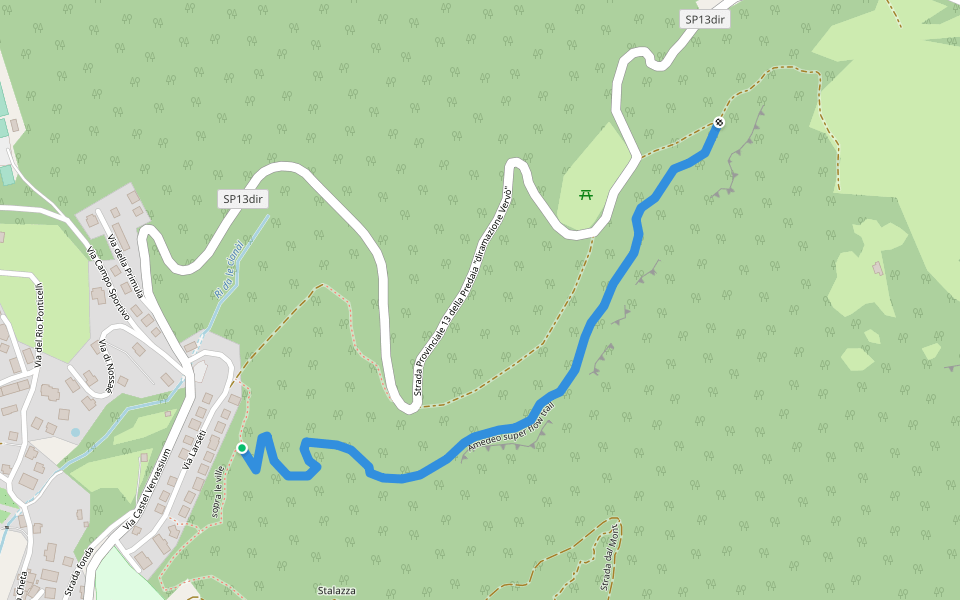 Amedeo super flow trail walking route map in Vervò