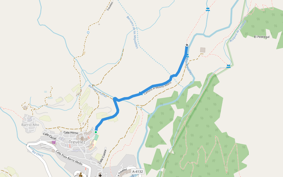 Camino al Molino Altero walking route map in Trevélez