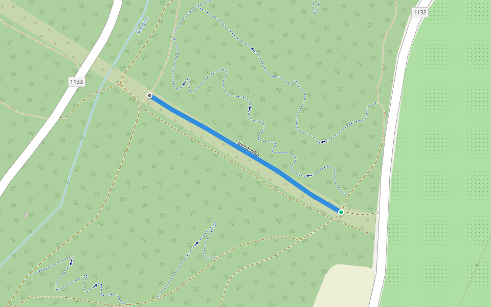 sjezdovka walking route map in Tuchoraz
